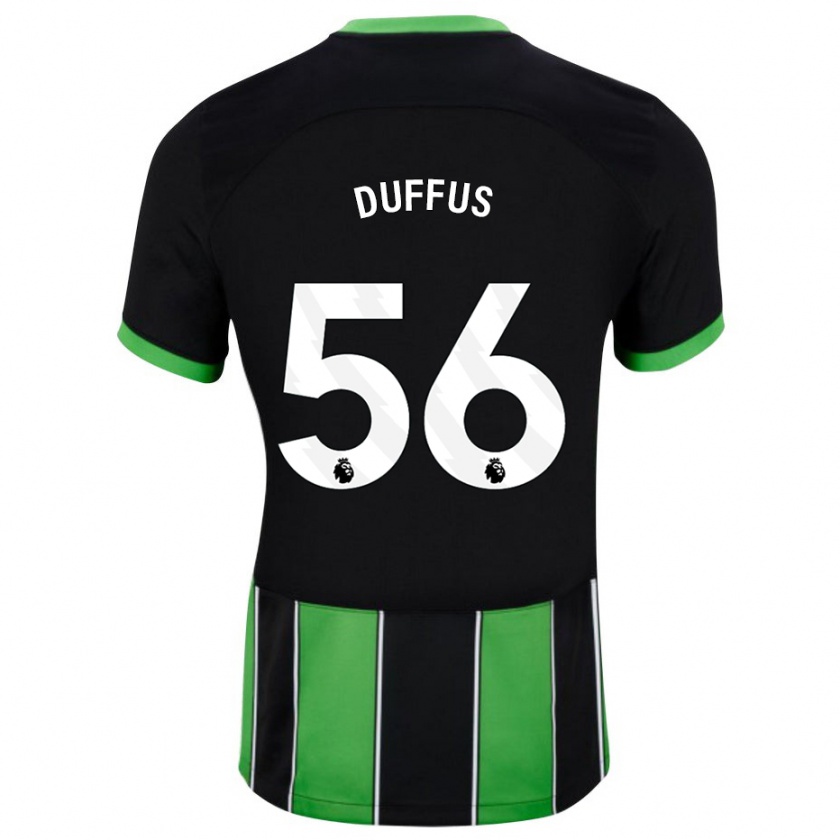 Kandiny Kinderen Josh Duffus #56 Zwart Groen Uitshirt Uittenue 2023/24 T-Shirt België