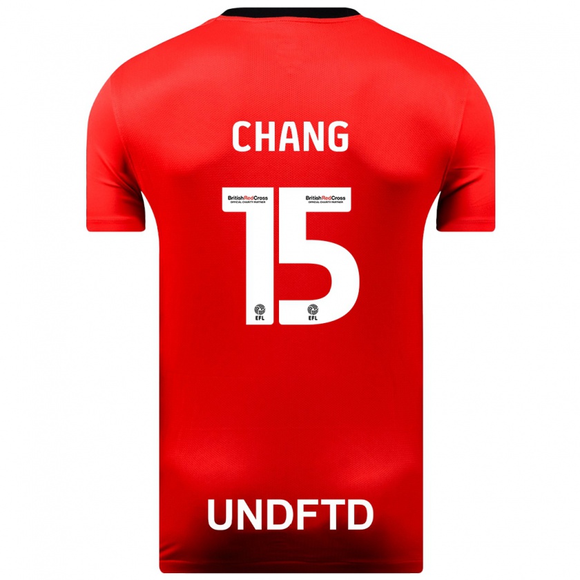 Kandiny Bambino Maglia Alfie Chang #15 Rosso Kit Gara Away 2023/24 Maglietta