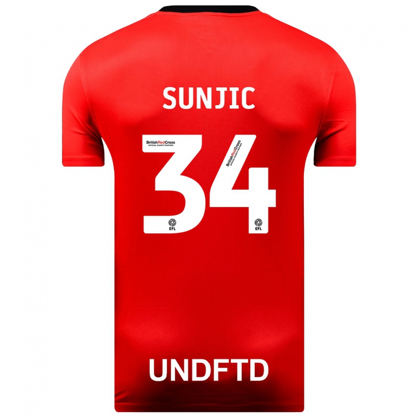 Kandiny Kinderen Ivan Sunjic #34 Rood Uitshirt Uittenue 2023/24 T-Shirt België