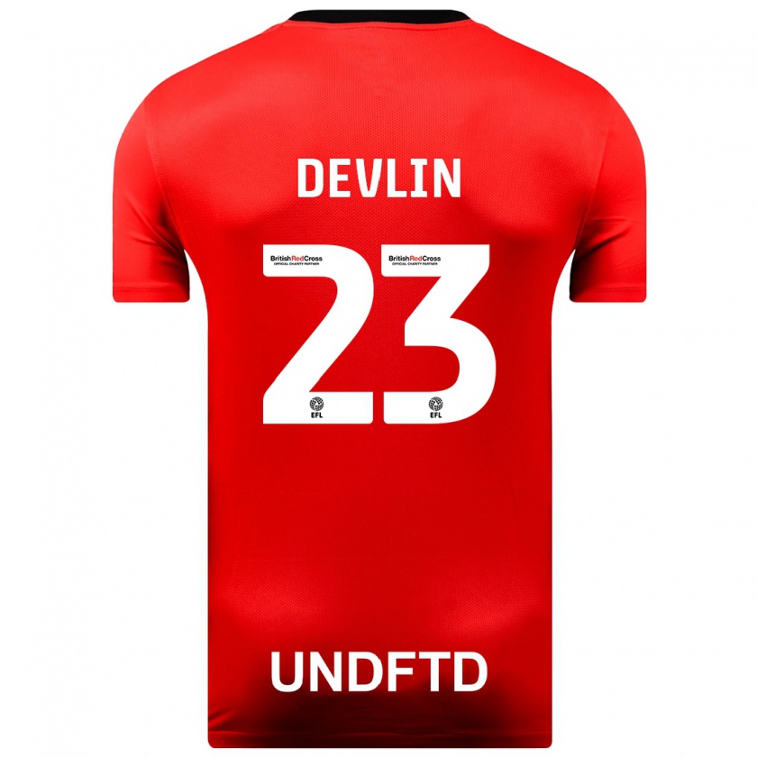 Kandiny Bambino Maglia Charlotte Devlin #23 Rosso Kit Gara Away 2023/24 Maglietta