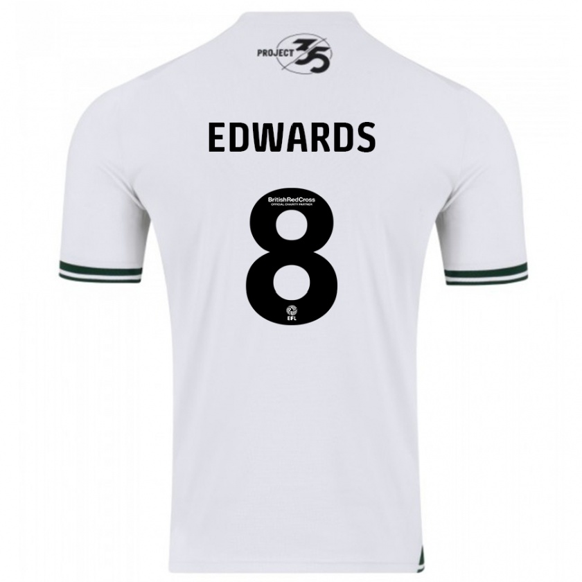 Kandiny Niño Camiseta Joe Edwards #8 Blanco 2ª Equipación 2023/24 La Camisa