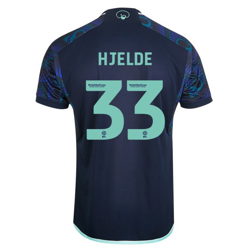 Kandiny Bambino Maglia Leo Fuhr Hjelde #33 Blu Kit Gara Away 2023/24 Maglietta