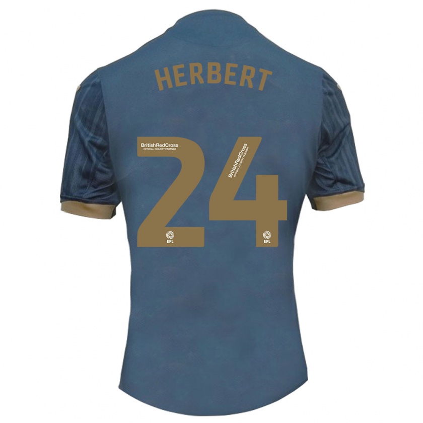 Kandiny Bambino Maglia Chelsea Herbert #24 Verde Acqua Scuro Kit Gara Away 2023/24 Maglietta