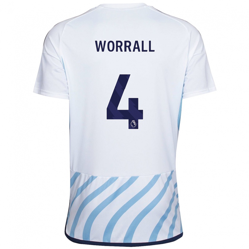 Kandiny Niño Camiseta Joe Worrall #4 Blanco Azul 2ª Equipación 2023/24 La Camisa