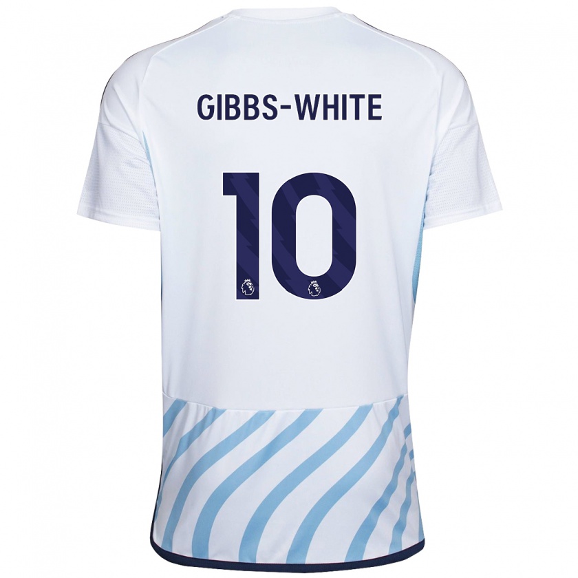 Kandiny Kinderen Morgan Gibbs-White #10 Wit Blauw Uitshirt Uittenue 2023/24 T-Shirt België