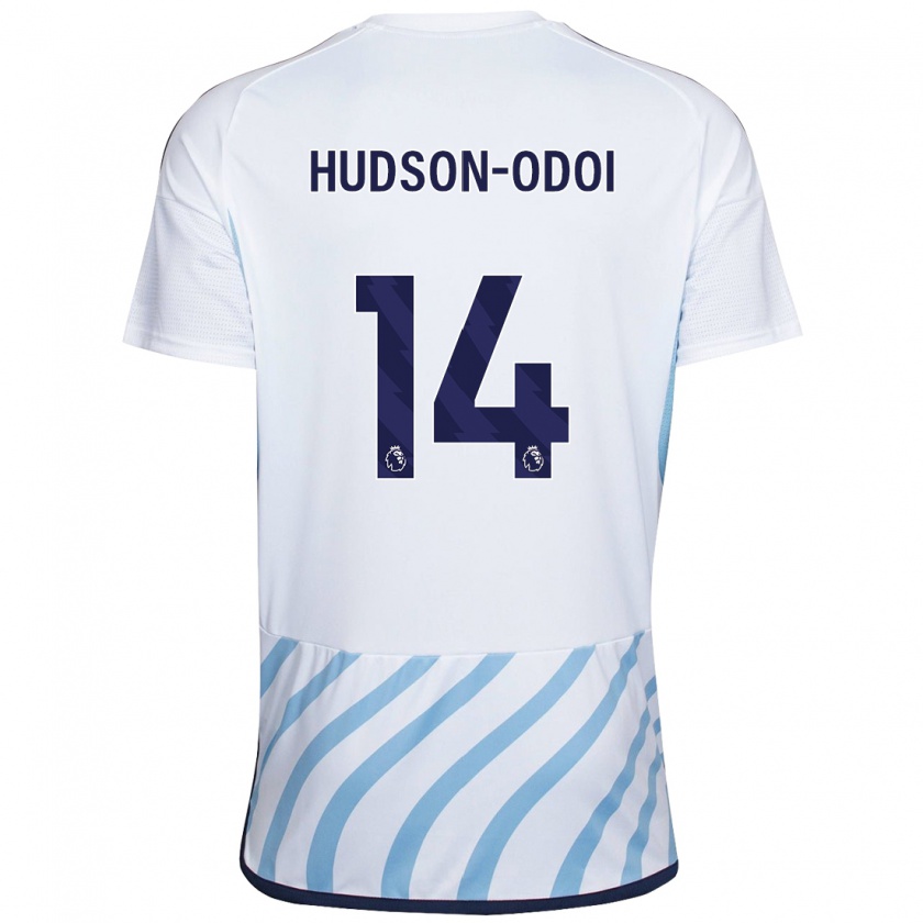 Kandiny Dzieci Callum Hudson-Odoi #14 Biało Niebieski Wyjazdowa Koszulka 2023/24 Koszulki Klubowe