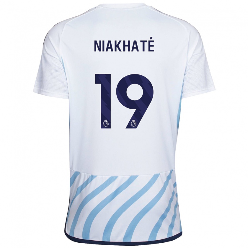 Kandiny Niño Camiseta Moussa Niakhaté #19 Blanco Azul 2ª Equipación 2023/24 La Camisa