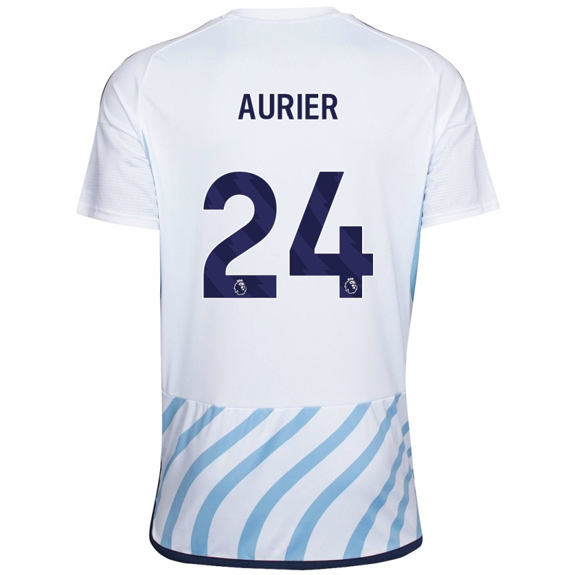 Kandiny Niño Camiseta Serge Aurier #24 Blanco Azul 2ª Equipación 2023/24 La Camisa