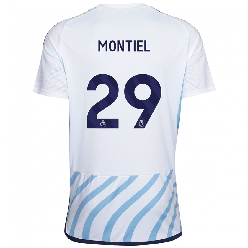 Kandiny Kinderen Gonzalo Montiel #29 Wit Blauw Uitshirt Uittenue 2023/24 T-Shirt België