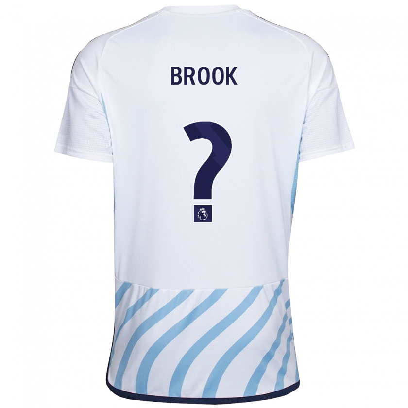 Kandiny Bambino Maglia Will Brook #0 Bianco Blu Kit Gara Away 2023/24 Maglietta