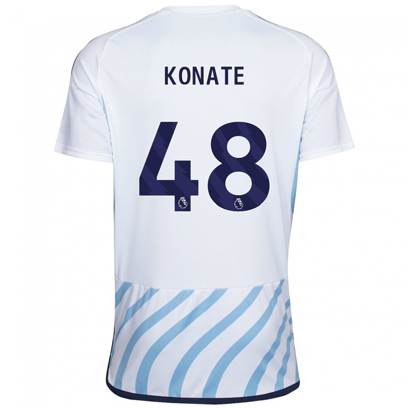 Kandiny Niño Camiseta Ateef Konaté #48 Blanco Azul 2ª Equipación 2023/24 La Camisa