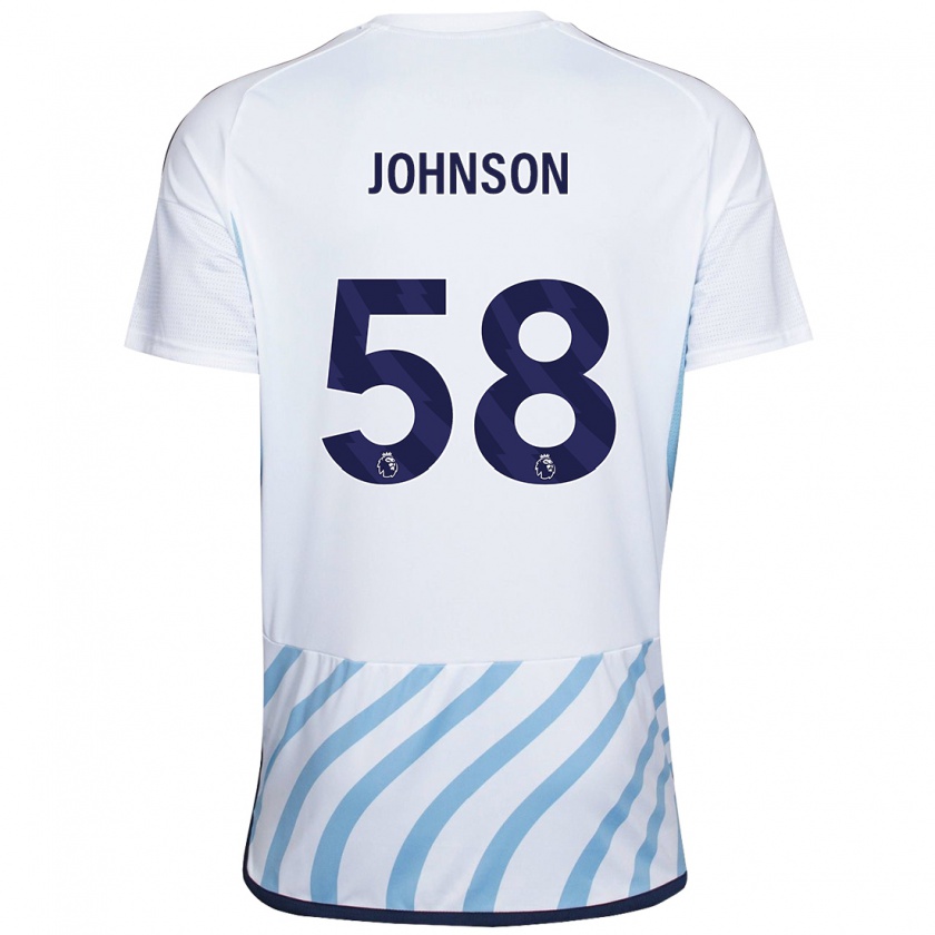 Kandiny Kinder Pharrell Johnson #58 Weiß Blau Auswärtstrikot Trikot 2023/24 T-Shirt Österreich