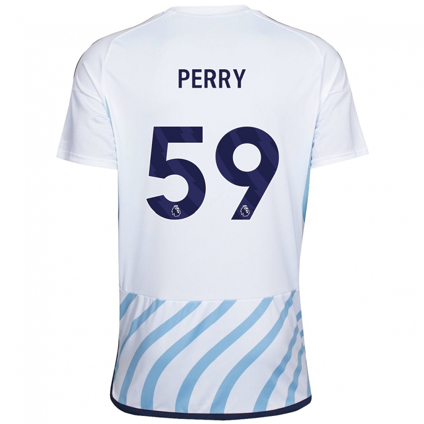 Kandiny Niño Camiseta Ben Perry #59 Blanco Azul 2ª Equipación 2023/24 La Camisa México