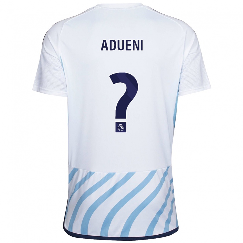 Kandiny Niño Camiseta Kevin Adueni #0 Blanco Azul 2ª Equipación 2023/24 La Camisa México