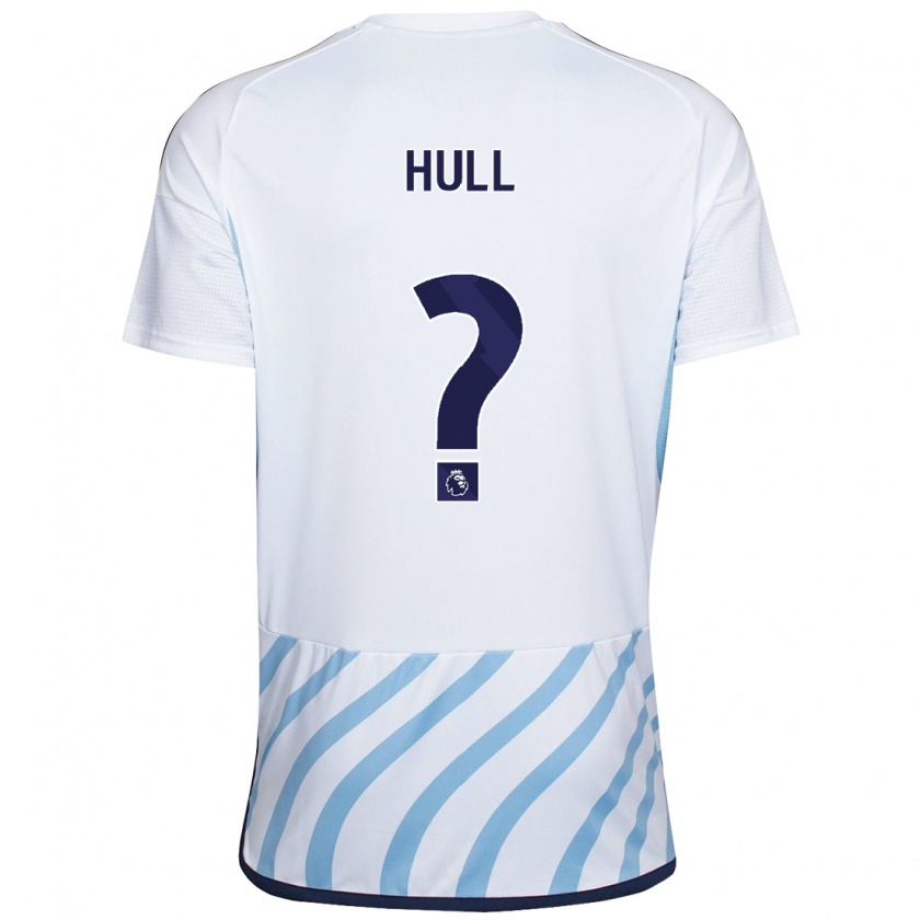 Kandiny Bambino Maglia Ethan Hull #0 Bianco Blu Kit Gara Away 2023/24 Maglietta