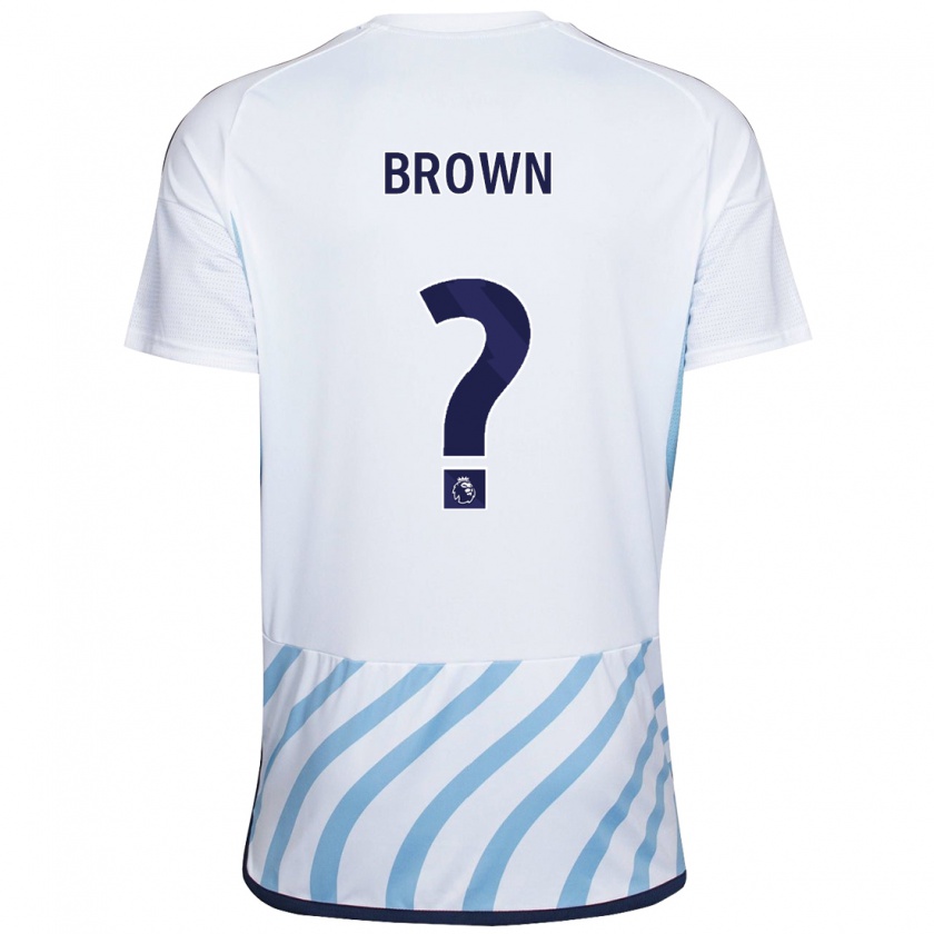 Kandiny Bambino Maglia Connor Brown #0 Bianco Blu Kit Gara Away 2023/24 Maglietta