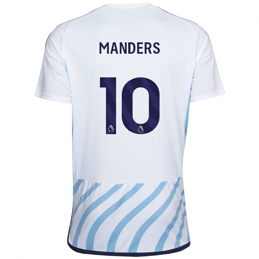 Kandiny Bambino Maglia Holly Manders #10 Bianco Blu Kit Gara Away 2023/24 Maglietta