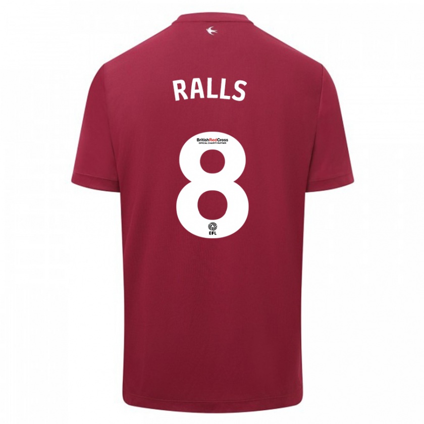 Kandiny Bambino Maglia Joe Ralls #8 Rosso Kit Gara Away 2023/24 Maglietta