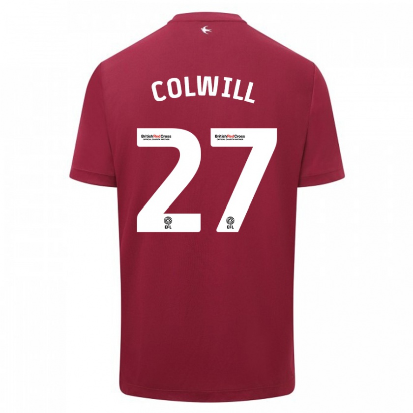 Kandiny Bambino Maglia Rubin Colwill #27 Rosso Kit Gara Away 2023/24 Maglietta