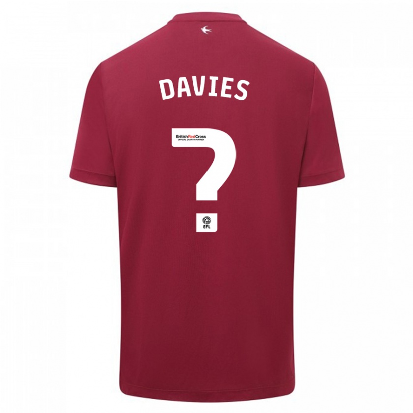 Kandiny Bambino Maglia Kian Davies #0 Rosso Kit Gara Away 2023/24 Maglietta