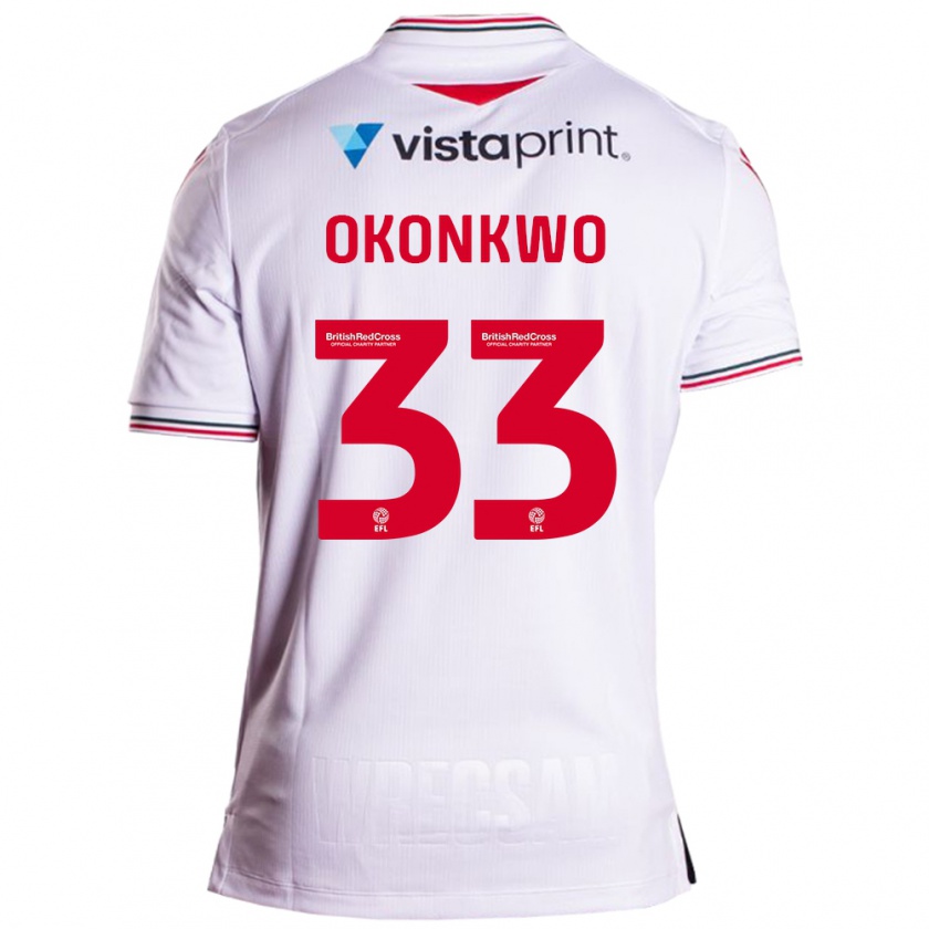 Kandiny Bambino Maglia Arthur Okonkwo #33 Bianco Kit Gara Away 2023/24 Maglietta