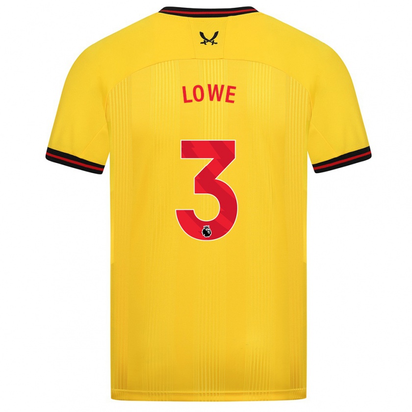 Kandiny Bambino Maglia Max Lowe #3 Giallo Kit Gara Away 2023/24 Maglietta