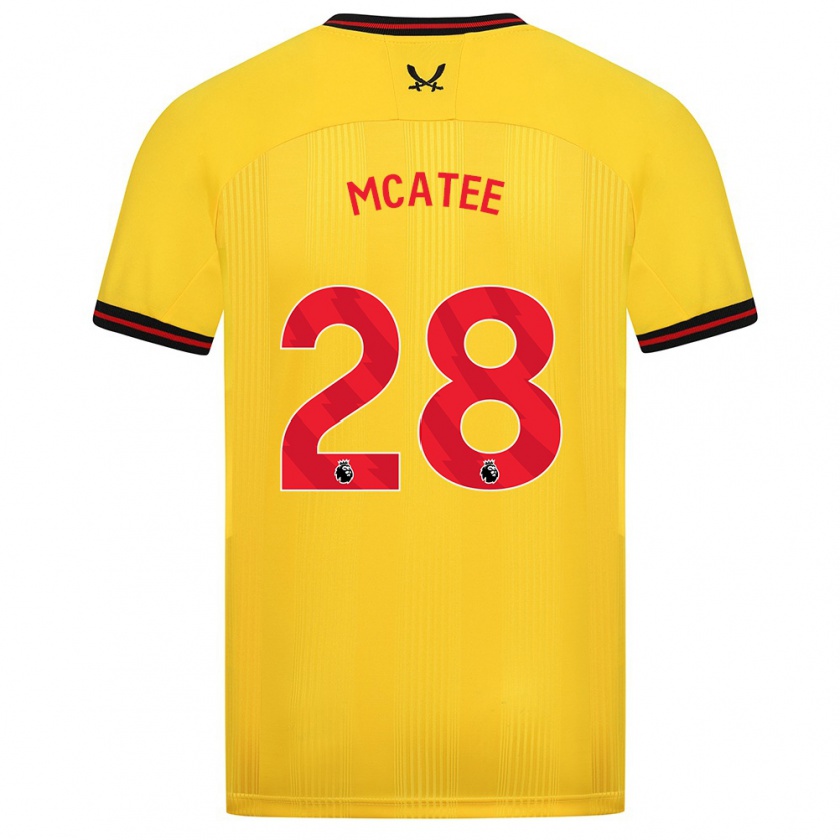 Kandiny Bambino Maglia James Mcatee #28 Giallo Kit Gara Away 2023/24 Maglietta