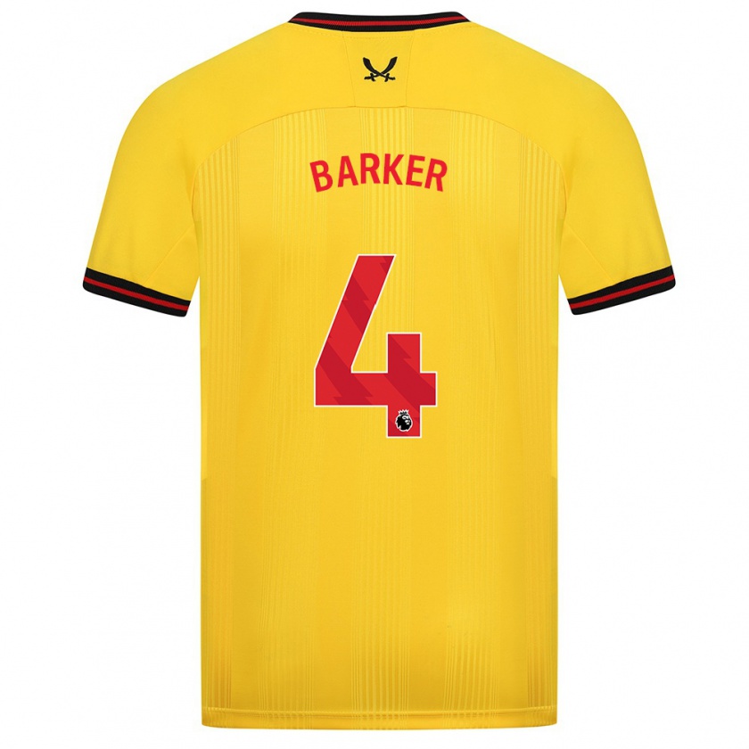 Kandiny Bambino Maglia Sophie Barker #4 Giallo Kit Gara Away 2023/24 Maglietta