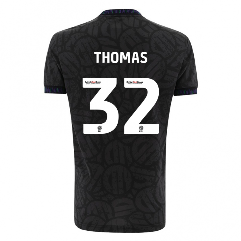 Kandiny Kinder Lewis Thomas #32 Schwarz Auswärtstrikot Trikot 2023/24 T-Shirt Österreich