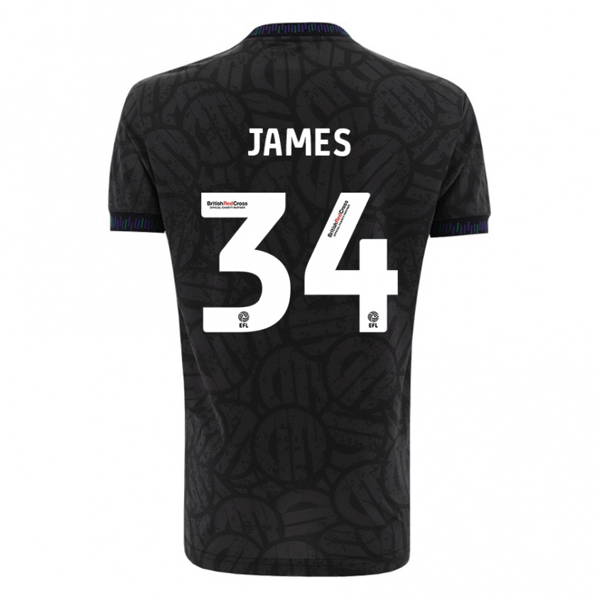 Kandiny Bambino Maglia Joseph James #34 Nero Kit Gara Away 2023/24 Maglietta