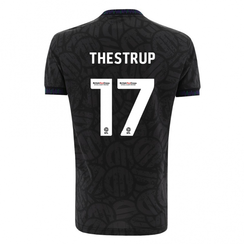 Kandiny Kinder Amalie Thestrup #17 Schwarz Auswärtstrikot Trikot 2023/24 T-Shirt Österreich