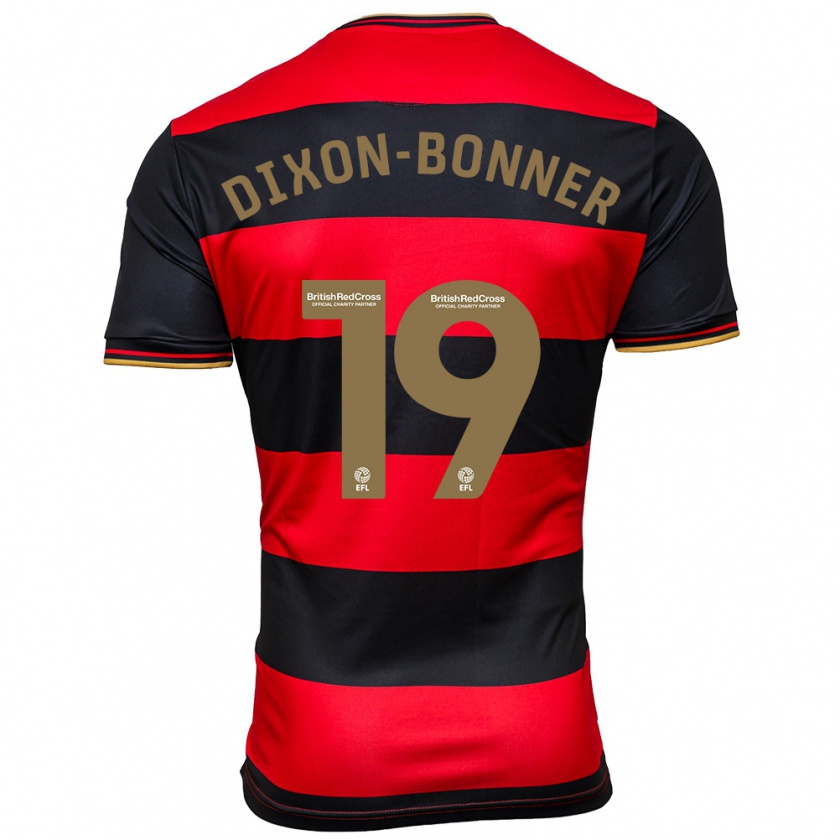 Kandiny Bambino Maglia Elijah Dixon-Bonner #19 Nero Rosso Kit Gara Away 2023/24 Maglietta