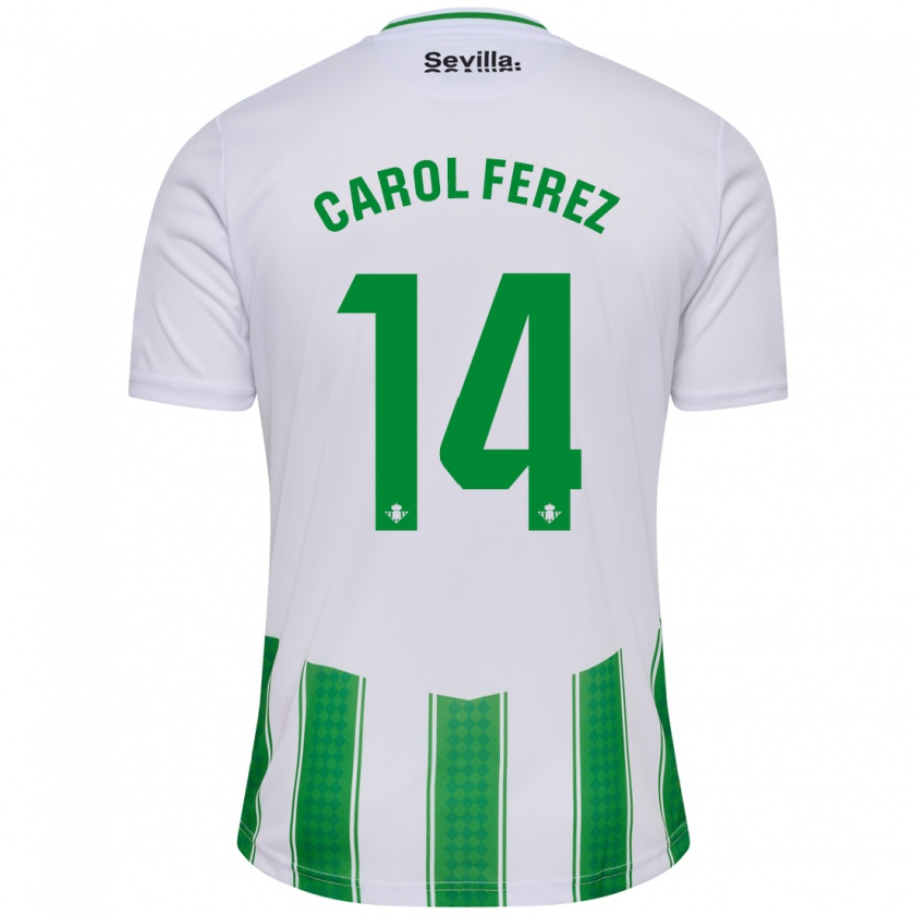 Kandiny Hombre Camiseta Carolina Férez Méndez #14 Blanco 1ª Equipación 2023/24 La Camisa