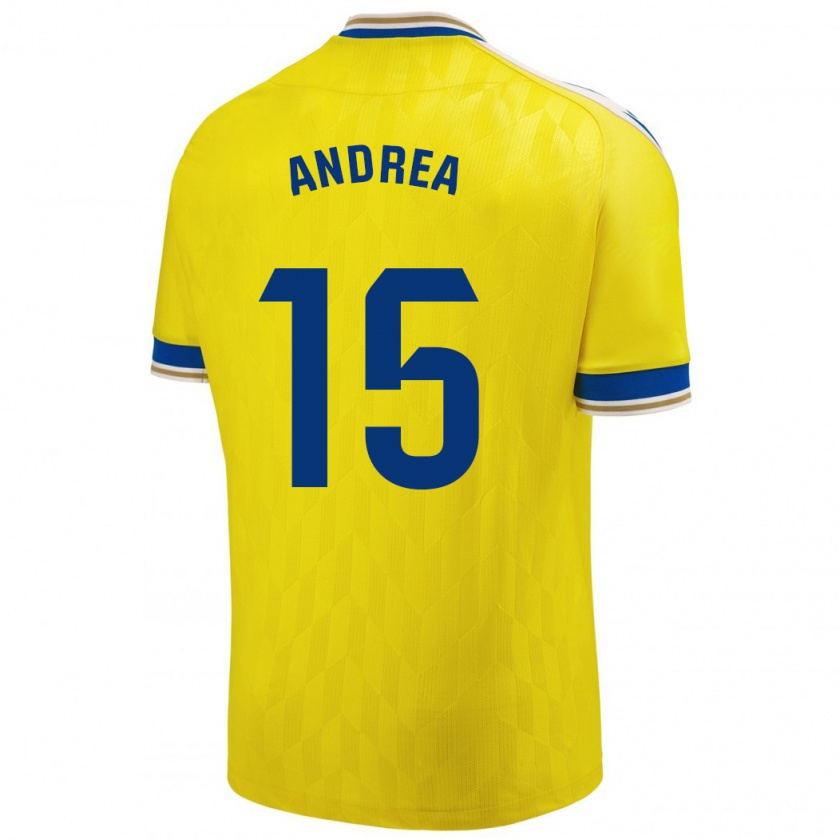 Kandiny Hombre Camiseta Andrea Sánchez Moreno #15 Amarillo 1ª Equipación 2023/24 La Camisa