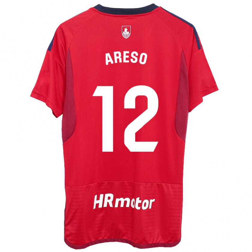 Kandiny Uomo Maglia Jesús Areso #12 Rosso Kit Gara Home 2023/24 Maglietta