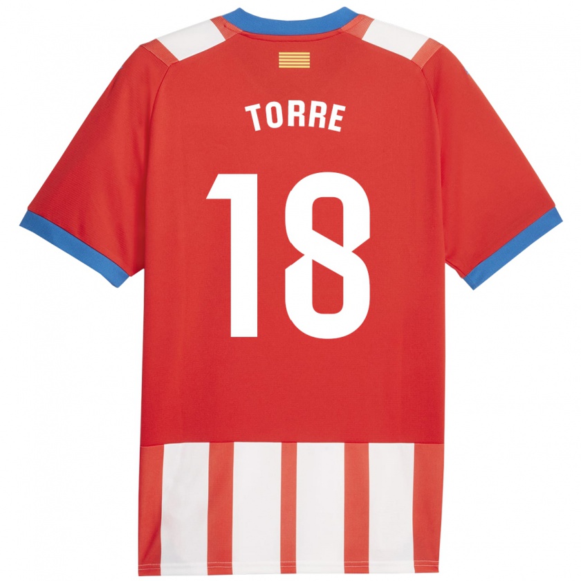 Kandiny Hombre Camiseta Pablo Torre #18 Rojo Blanco 1ª Equipación 2023/24 La Camisa