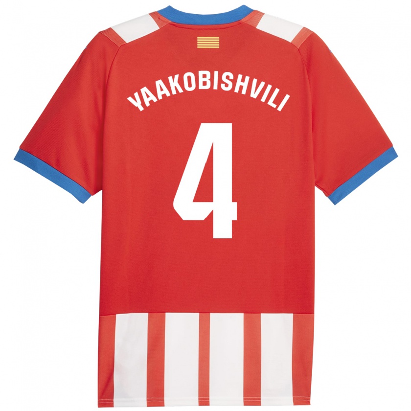 Kandiny Hombre Camiseta Antal Yaakobishvili #4 Rojo Blanco 1ª Equipación 2023/24 La Camisa