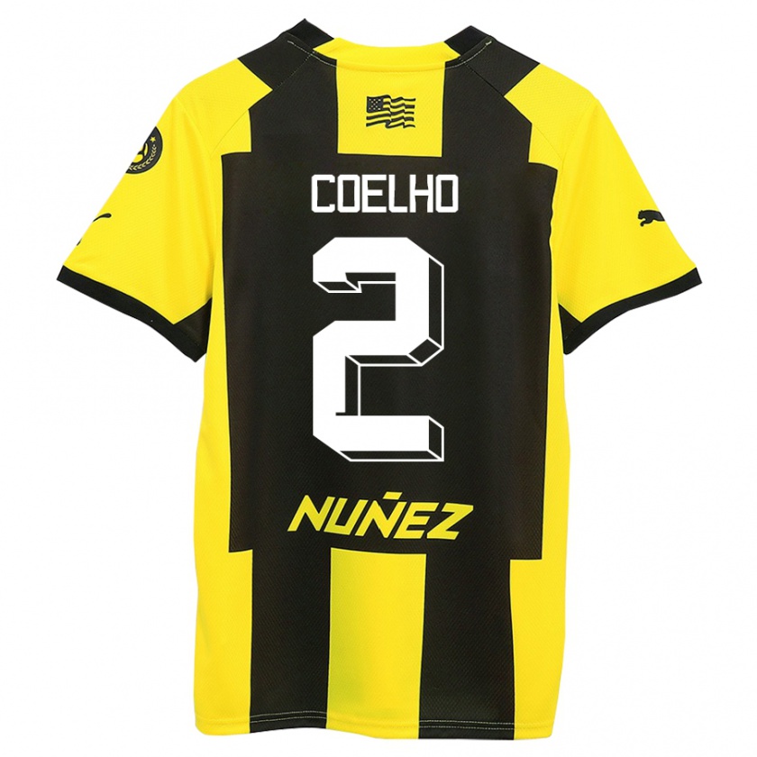 Kandiny Hombre Camiseta Léo Coelho #2 Amarillo Negro 1ª Equipación 2023/24 La Camisa