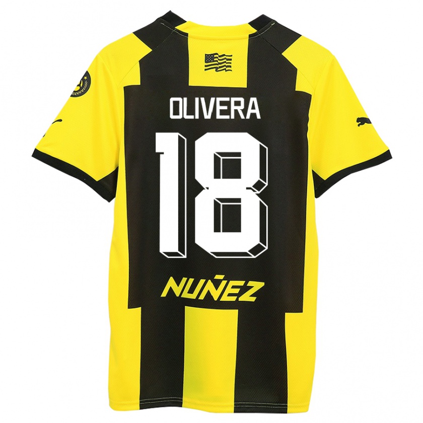 Kandiny Hombre Camiseta Maximiliano Olivera #18 Amarillo Negro 1ª Equipación 2023/24 La Camisa