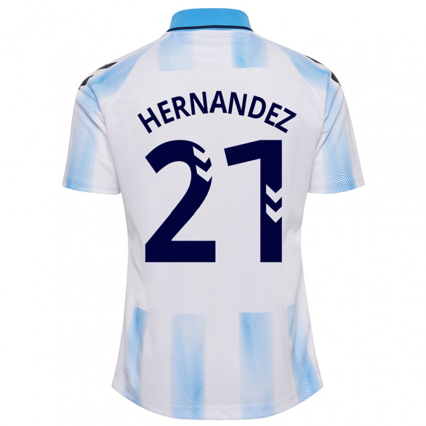 Kandiny Uomo Maglia Juan Hernández #21 Bianco Blu Kit Gara Home 2023/24 Maglietta