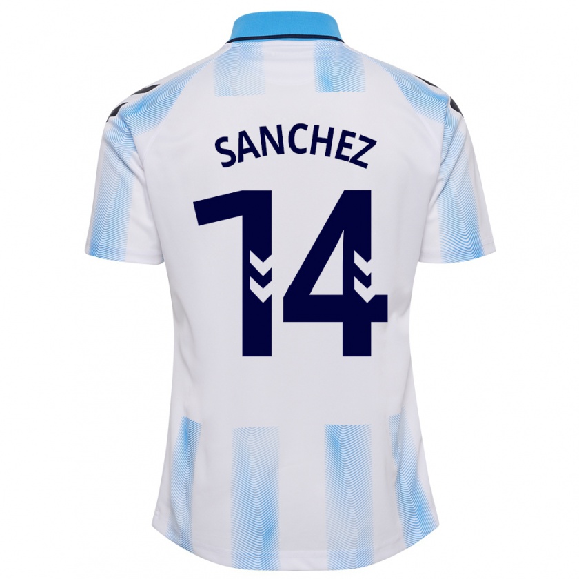 Kandiny Uomo Maglia Rubén Sánchez #14 Bianco Blu Kit Gara Home 2023/24 Maglietta