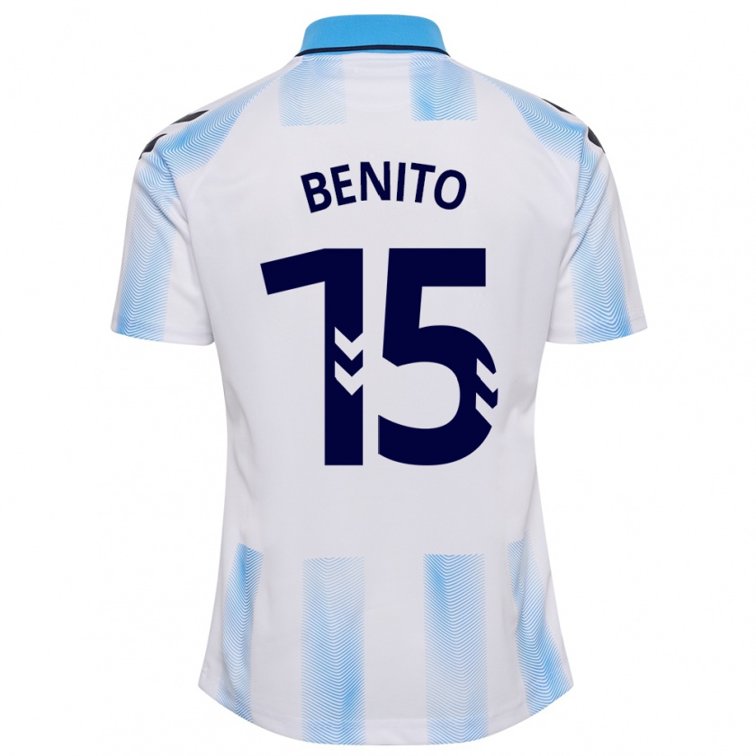 Kandiny Uomo Maglia Iván Benito #15 Bianco Blu Kit Gara Home 2023/24 Maglietta