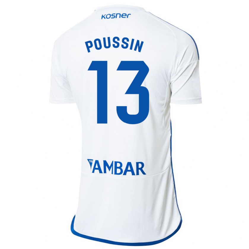 Kandiny Uomo Maglia Gaëtan Poussin #13 Bianco Kit Gara Home 2023/24 Maglietta