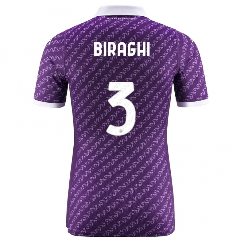 Kandiny Uomo Maglia Cristiano Biraghi #3 Viola Kit Gara Home 2023/24 Maglietta