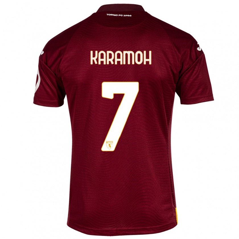 Kandiny Heren Yann Karamoh #7 Donkerrood Thuisshirt Thuistenue 2023/24 T-Shirt België