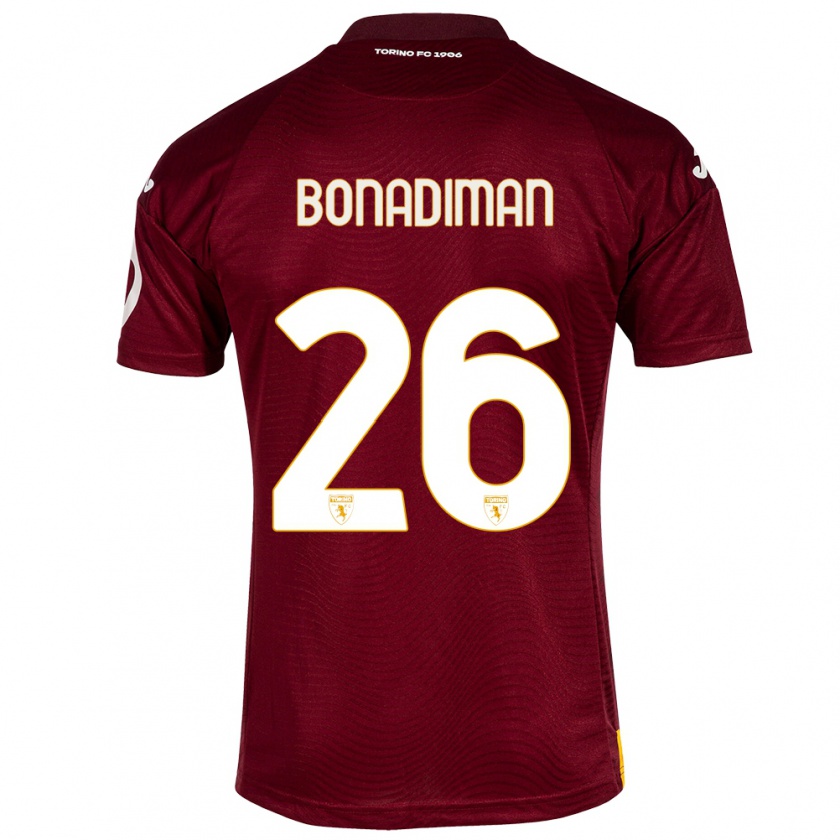 Kandiny Heren Matteo Bonadiman #26 Donkerrood Thuisshirt Thuistenue 2023/24 T-Shirt België