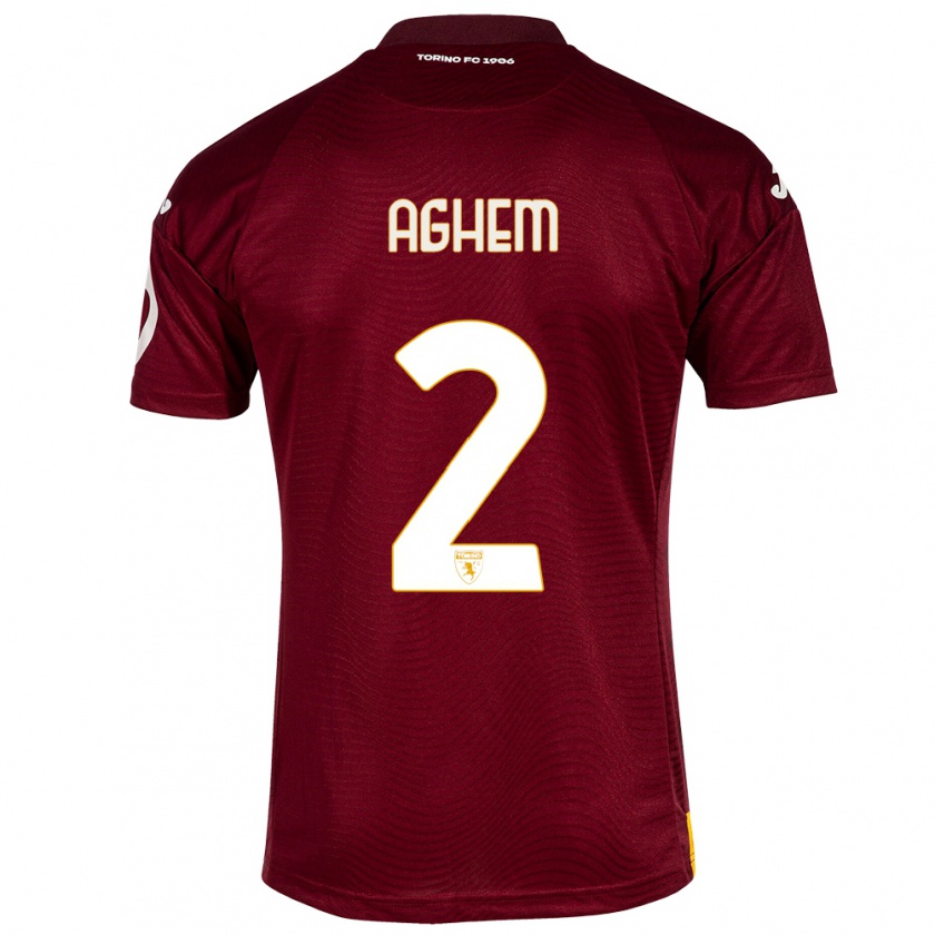 Kandiny Uomo Maglia Brigitta Aghem #2 Rosso Scuro Kit Gara Home 2023/24 Maglietta