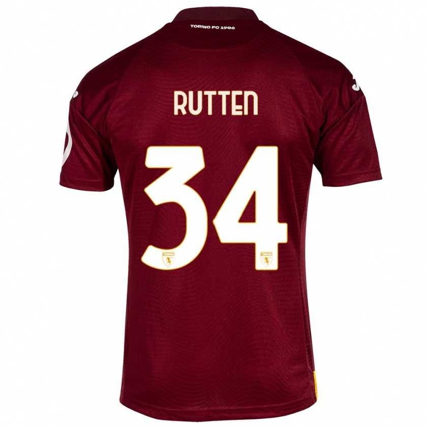 Kandiny Heren Jill Rutten #34 Donkerrood Thuisshirt Thuistenue 2023/24 T-Shirt België