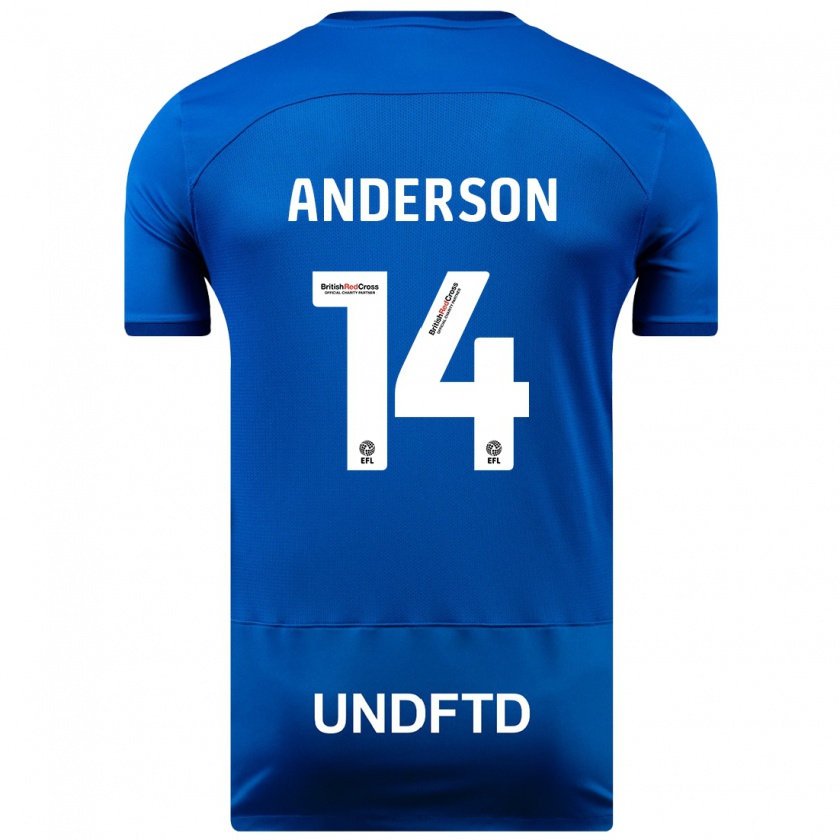 Kandiny Uomo Maglia Keshi Anderson #14 Blu Kit Gara Home 2023/24 Maglietta