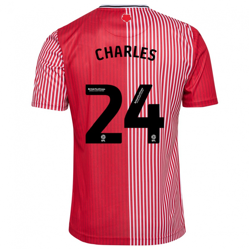 Kandiny Hombre Camiseta Shea Charles #24 Rojo 1ª Equipación 2023/24 La Camisa